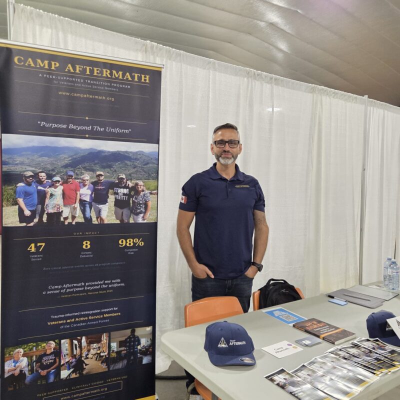 Camp Aftermath founder Farid Yaghini at Career Connections 2026 at the Petawawa Civic Centre.
